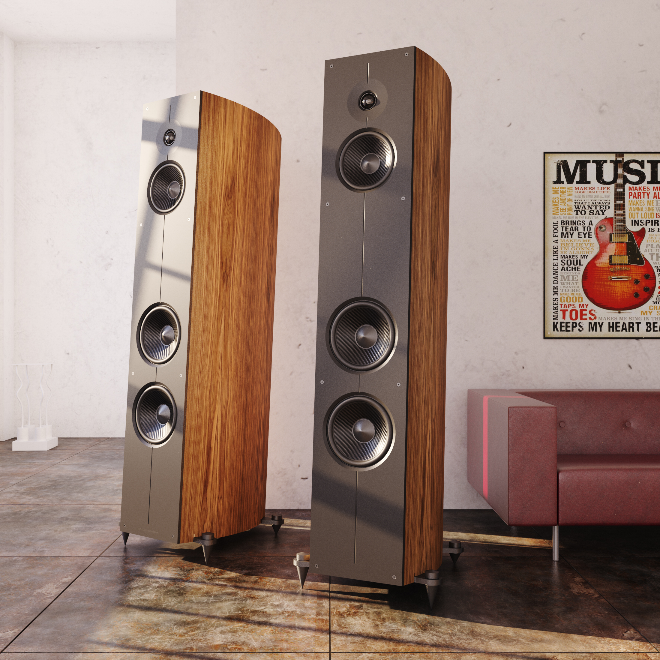 Acoustic Energy Corinium Tectona en un living