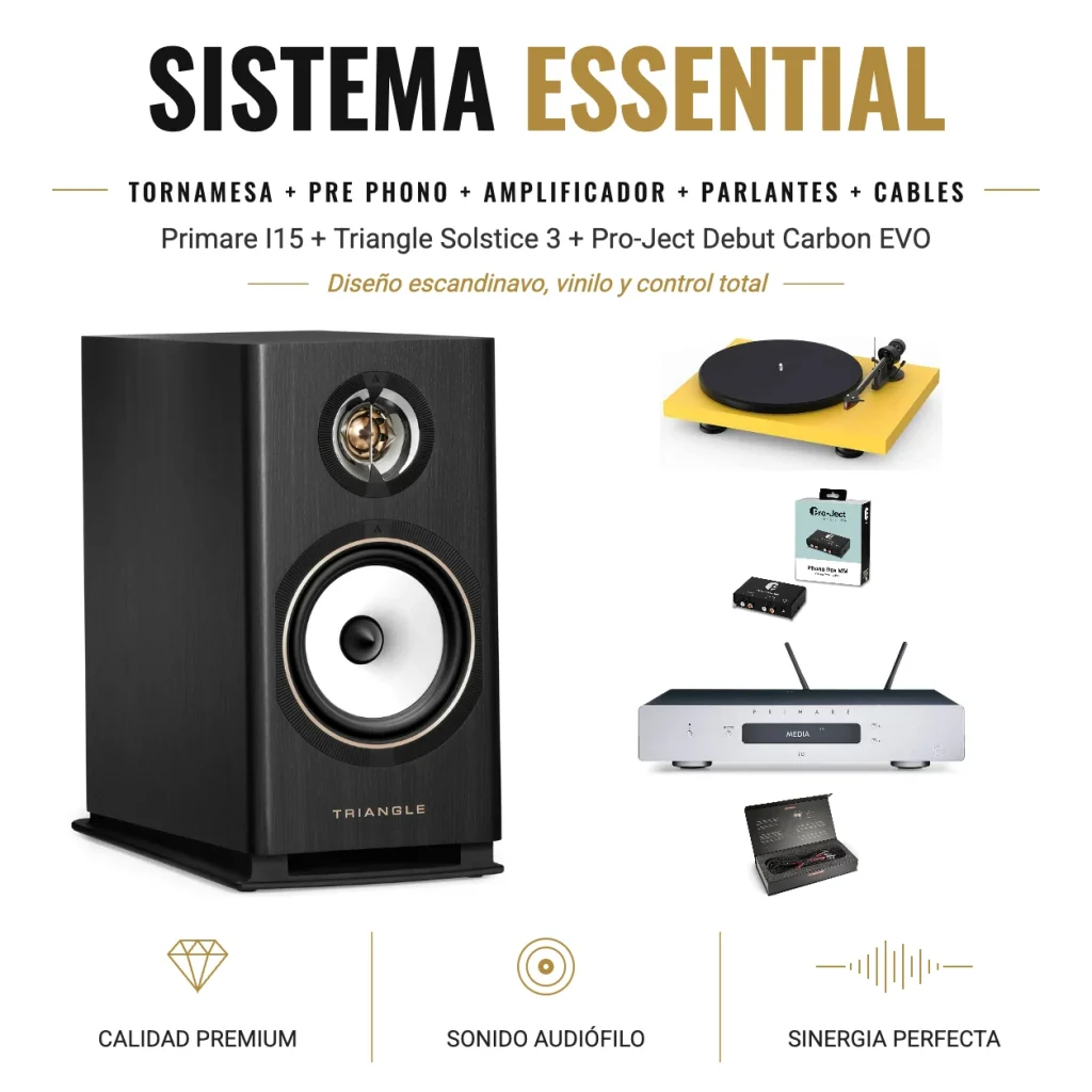 Primare I15 + Triangle Solstice 3 + Pro-Ject Debut Carbon EVO – Sistema Vinilo Essential