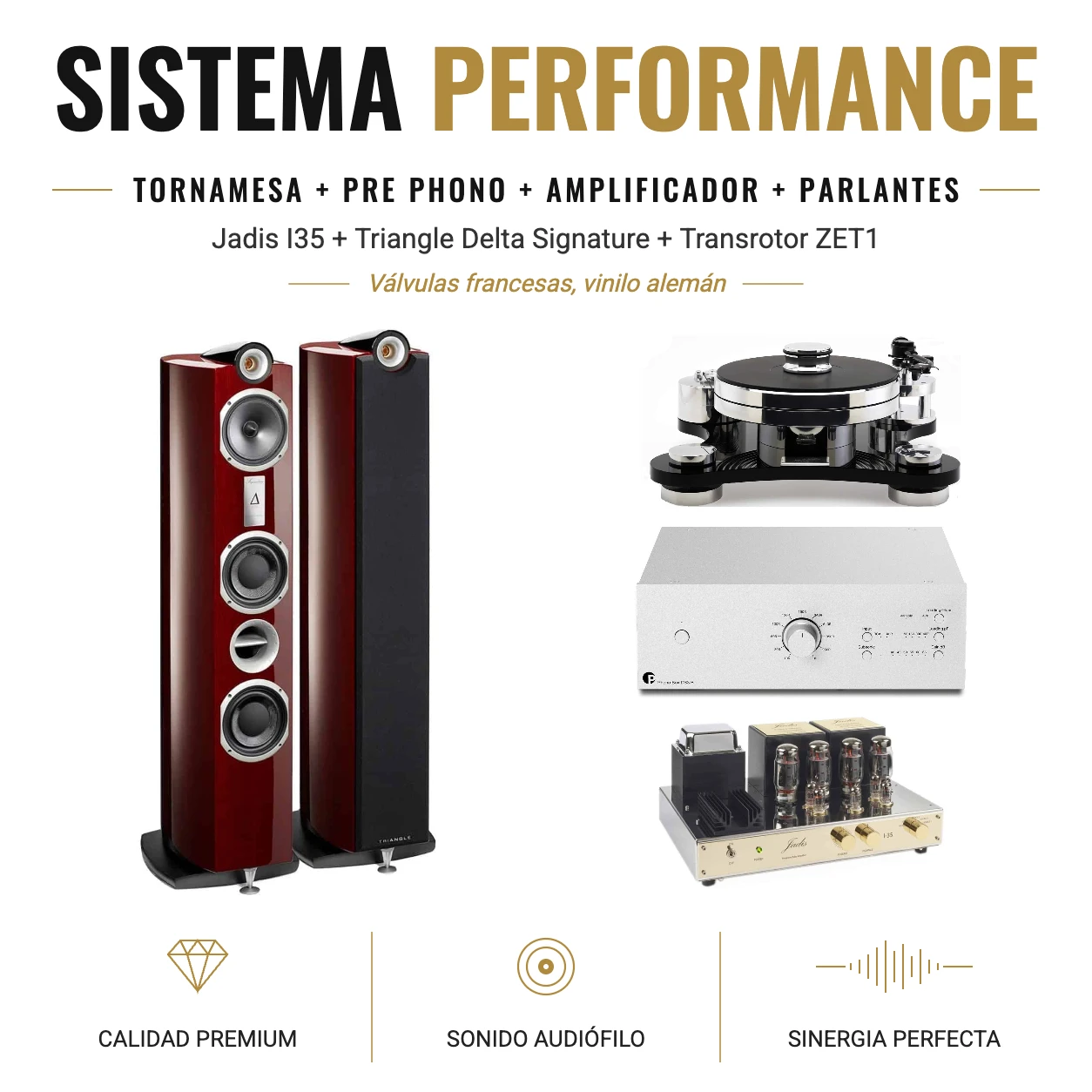 Jadis I35 + Triangle Delta Signature + Transrotor ZET1 – Sistema Vinilo Performance