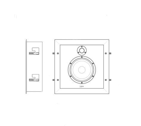 Dibujo técnico del altavoz empotrable D-5